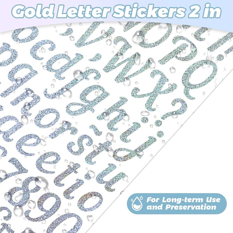 sodknow 15 Sheets Silver Letter Stickers 1 Inch, Silver Alphabet Letter and Number Vinyl Stickers Waterproof, Silver Stickers Self-Adhesive for Mailbox Poster Scrapbooking Sign Grad Cap - Image 3