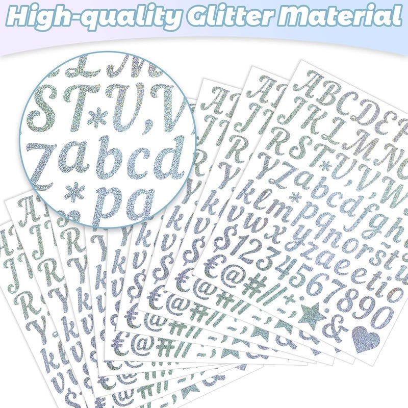 sodknow 15 Sheets Silver Letter Stickers 1 Inch, Silver Alphabet Letter and Number Vinyl Stickers Waterproof, Silver Stickers Self-Adhesive for Mailbox Poster Scrapbooking Sign Grad Cap - Image 4