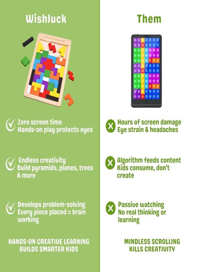 Wishluck Wooden Blocks Puzzles for Kids Adults Wood Intelligence Puzzle for Kids - Image 4