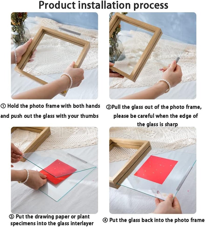 Dried flowers and leaves specimen frame wooden frame with real glass frame wedding photo frame desktop photo decoration - Image 3