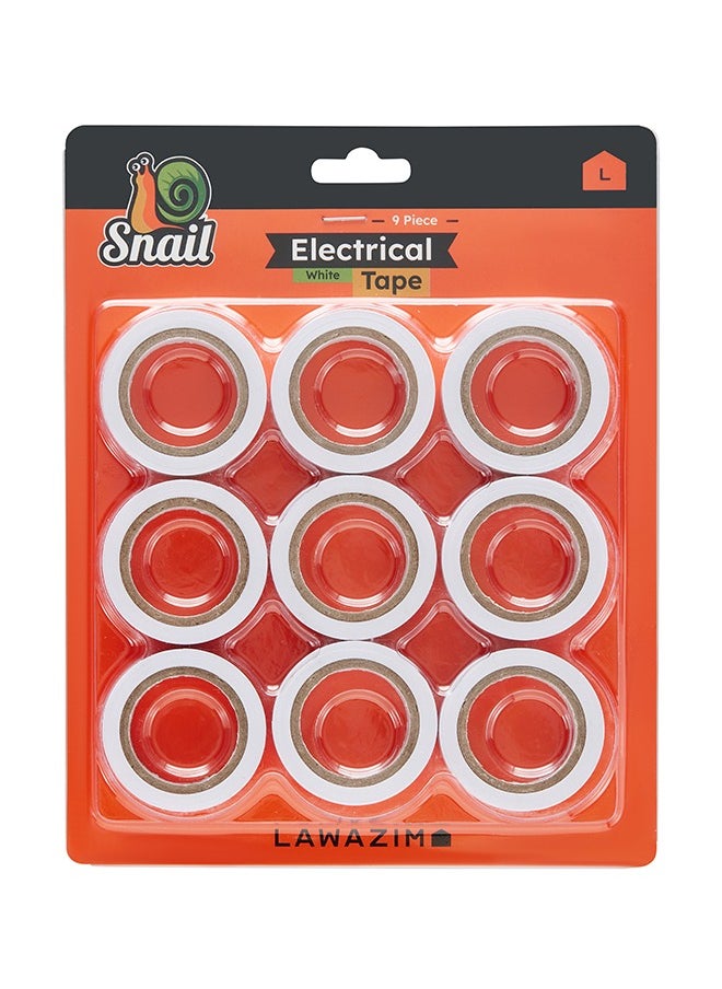 LAWAZIM - Snail Electrical Tape-9 Piece White-Moisture Heat Abrasion Resistant Vinyl Tape with Strong Adhesive-for Electrical Insulation Wire Splicing Cable Bundling Home Improvement and Industrial Applications - Image 1