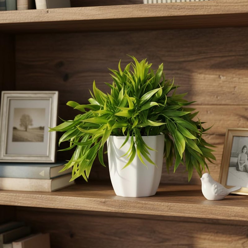 fancymart Artificial Bamboo Leaves Potted Plant with Height 22 cm Perfect for Home & Office Décor - Image 2