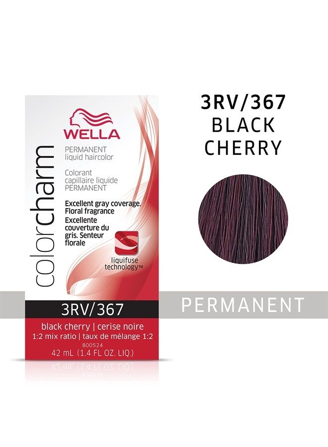 WELLA Color Charm صبغة شعر سائلة دائمة لتغطية الشعر الرمادي، 3RV كرز أسود - Image 2