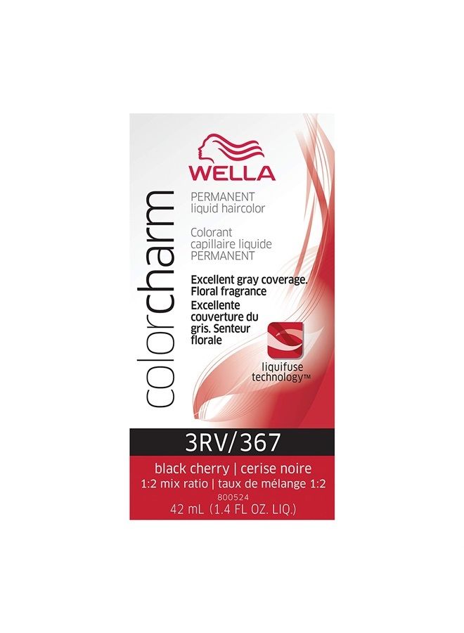 WELLA Color Charm صبغة شعر سائلة دائمة لتغطية الشعر الرمادي، 3RV كرز أسود - Image 1