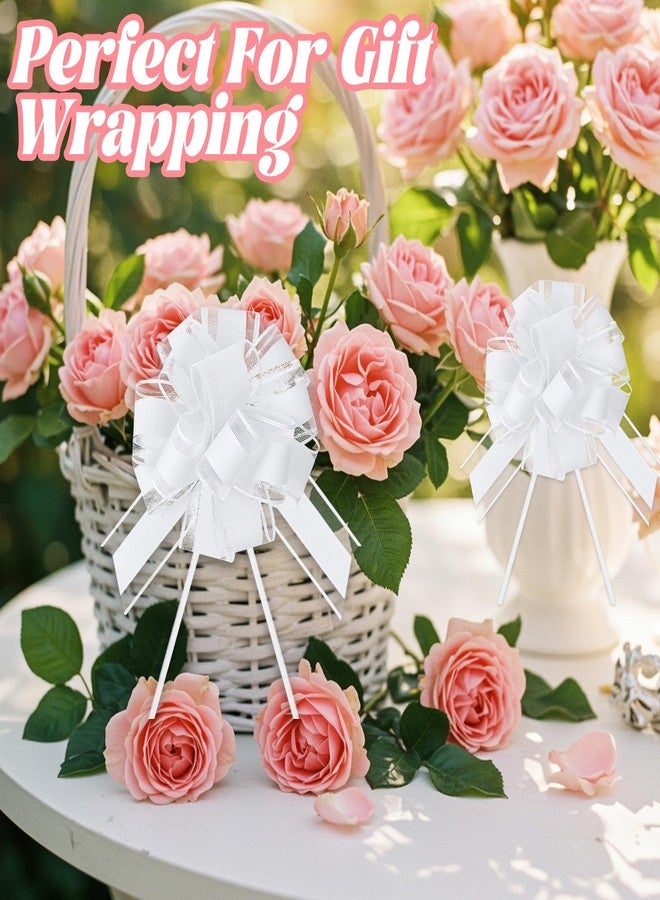 Quilax 6 Pcs 6 Inch Double-Layered Pull Bows, Organza Ribbon White Gift Bows for Gift Wrapping, Classic Style Big Bow for Christmas Present (White - Image 5