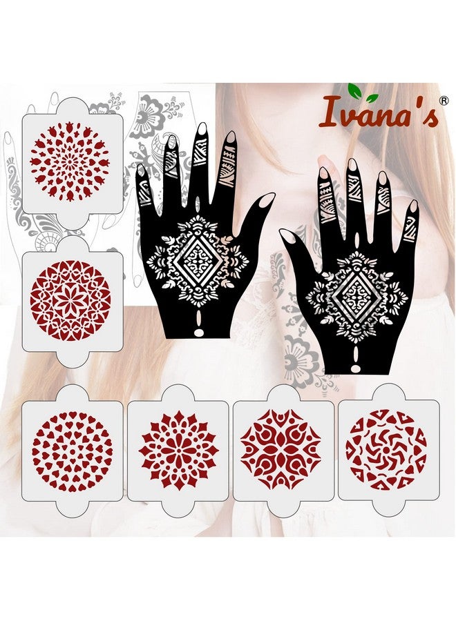 ivana's Pack Of 8 Pcs (2 Pcs Heena Stencil Tatto + 6 Pcs Laser Cut Pvc Reusable Heena Stencils), Heena Mehandi Sticker, Mehandi Stickers For Full Hand For Women, Girls And Kids, Easy To Apply, Ivh-92 - Image 5