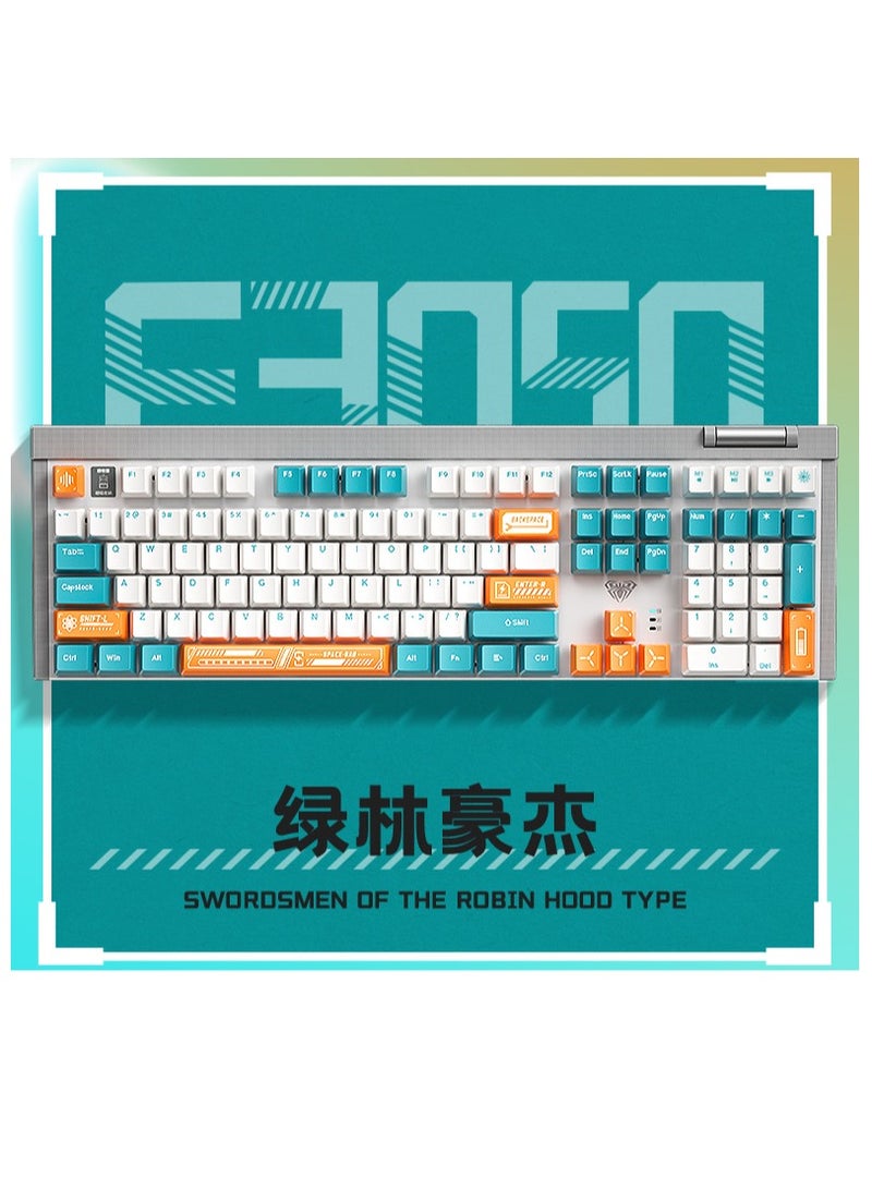 Oregon Wireless Dual-mode Mechanical Keyboard and Mouse with Red Switches, Hot-swappable Keys, 108 Keys, Green