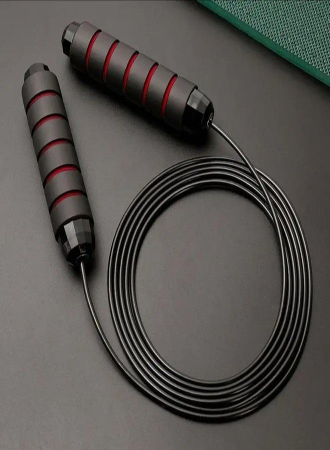 PureForce Skipping Rope, 2.7m, Foam Handles, Black and Red Striped Design, Tangle-Free - Image 2