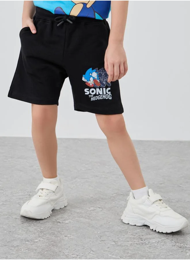 ستايلي Styli Sonic Graphic Print Shorts with Drawstring