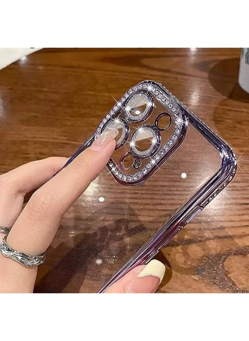 X-level iPhone 15 Pro Case Cover Glitter Luxury Bling Diamond Back Cover For Women Girls Clear Soft TPU With Camera Len Protector Anti-scratch Shockproof Mobile Phone Accessory For iPhone 15 Pro  - Image 3
