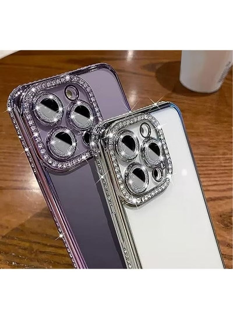 X-level iPhone 15 Pro Case Cover Glitter Luxury Bling Diamond Back Cover For Women Girls Clear Soft TPU With Camera Len Protector Anti-scratch Shockproof Mobile Phone Accessory For iPhone 15 Pro  - Image 5
