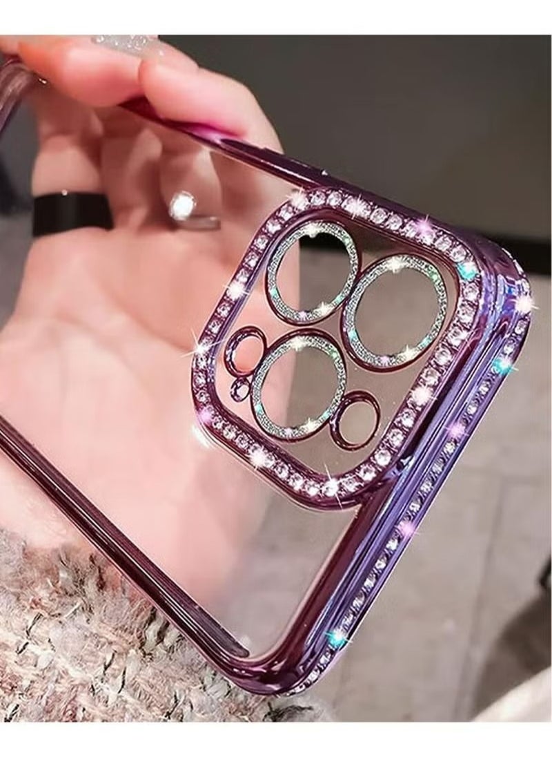X-level iPhone 15 Pro Case Cover Glitter Luxury Bling Diamond Back Cover For Women Girls Clear Soft TPU With Camera Len Protector Anti-scratch Shockproof Mobile Phone Accessory For iPhone 15 Pro  - Image 4
