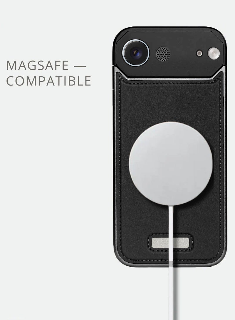 دبليو تيك غلاف معدني بدون إطار لجهاز آيفون Air 5G من أبل لعام 2025 جلد نباتي يدعم ماجسيف صلبة (MCMPMN) - أسود - Image 3