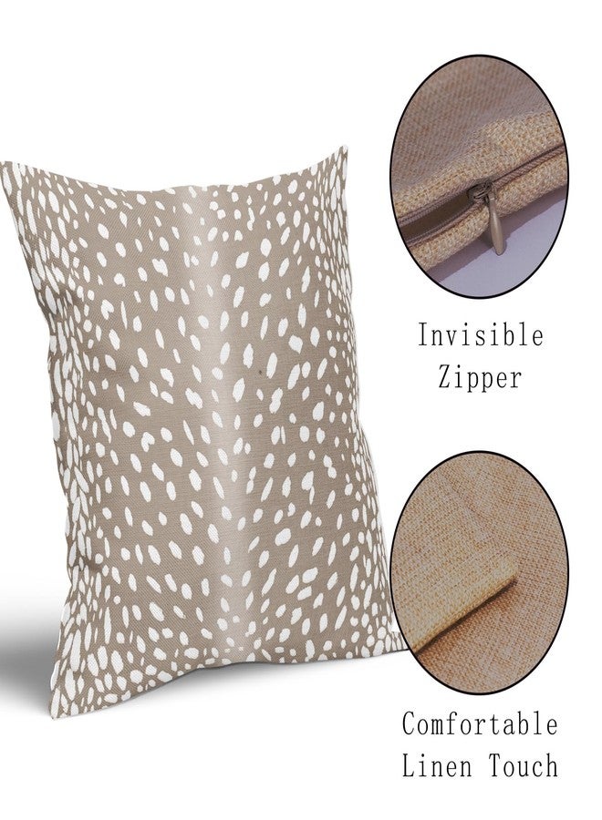 aportt Antelope Pillow Covers 20X20 Inch Beige Deer Animal Print Decorative Square Pillow Cases Modern Neutral Faux Fawn Cotton Linen Throw Pillows Set of 2 Home Decor for Sofa Couch Bedroom Outdoor - Image 3