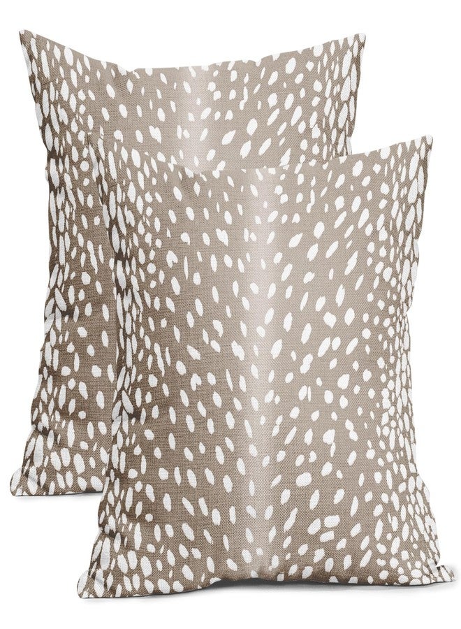 aportt Antelope Pillow Covers 20X20 Inch Beige Deer Animal Print Decorative Square Pillow Cases Modern Neutral Faux Fawn Cotton Linen Throw Pillows Set of 2 Home Decor for Sofa Couch Bedroom Outdoor - Image 1