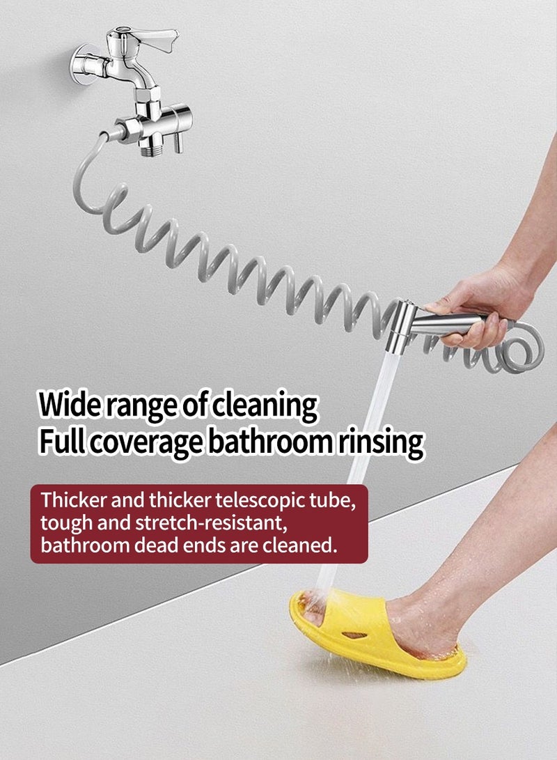BEIRUI Shower Booster Gun, Handheld Bidet Sprayer for Toilet Cleaning, Bathroom Cleaner with 3m Hose and Stand, Stainless Steel Brushed Nickel Bidet Toilet Sprayer for Baby Cleaning  - Image 4