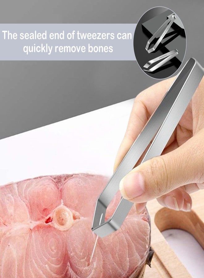 Professional Stainless Steel Fish Bone Tweezers and Slant Pliers Remover Set - 2 PCS for Cooking Salmon Trout - Kitchen Fish Bone Remover - Image 4
