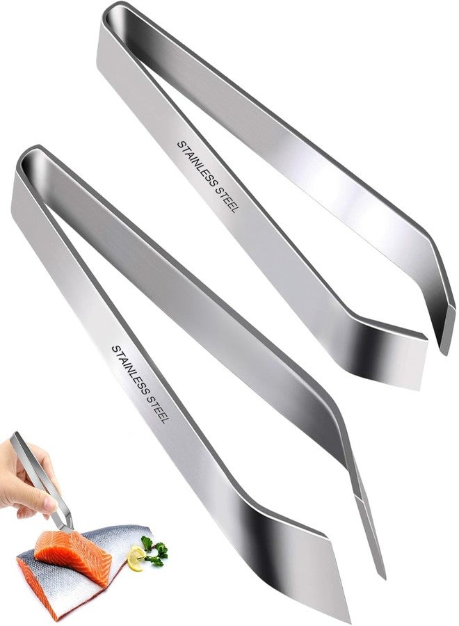 Professional Stainless Steel Fish Bone Tweezers and Slant Pliers Remover Set - 2 PCS for Cooking Salmon Trout - Kitchen Fish Bone Remover - Image 1