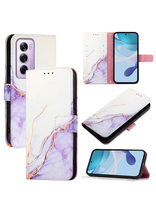 اس-توب جراب هاتف OPPO Reno12 Pro Global PT003 من الجلد القابل للطي بنمط رخامي - Image 1