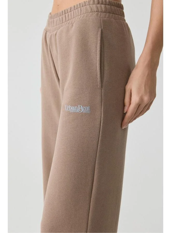 Urban Beat  Barbara Women's Wide-Leg Mink Sweatpants with Small Print Detail. for Women | Best Price UAE