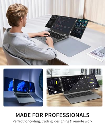 KOOFORWAY Triple Screen Laptop, 16" Main + Dual 10.5" Monitors, Core i7-12700H, 32GB RAM, 2TB SSD, Win 11 Pro, Wi-Fi 5, BT 5.0, Face & Fingerprint Unlock, USB-C, HDMI (16GB RAM + 1TB SSD) - Image 5