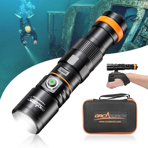 ORCATORCH DC710 Scuba Dive Light Type C Rechargeable, 3000 Lumens Super Bright Underwater Flashlight, IP68 Waterproof Submersible Torch with WS02 Wrist Strap Mount for Hands-Free Diving - Image 1