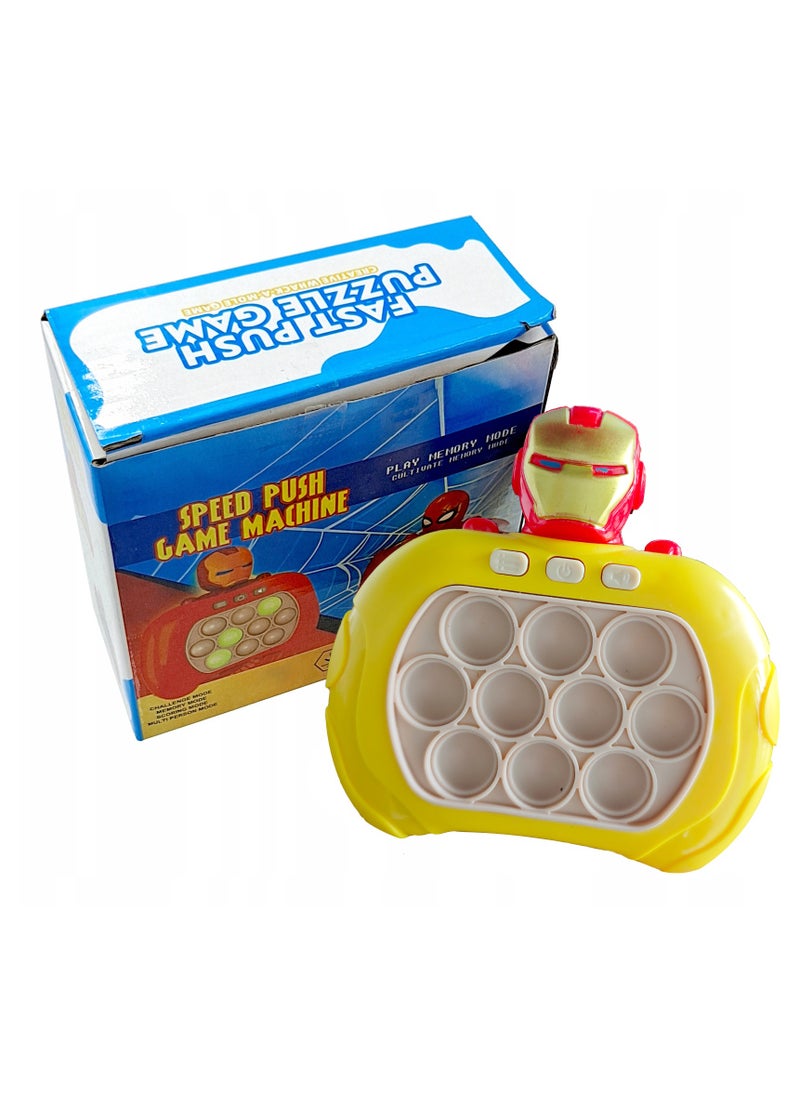 Children's Challenge Iron Man Cartoon Speed Push Game Machine Press Intelligence Decompression Toy Suitable for 6+ Year Old Children's Birthday