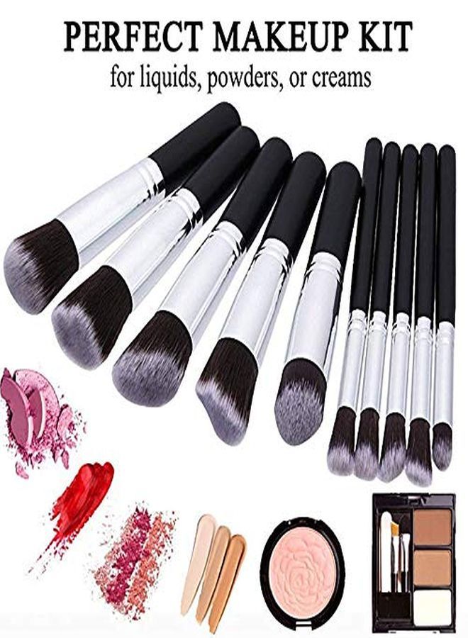 NAKEDPLUS S Fiber Bristle Makeup Brushes Set - Black, 10 Piece Makeup Brush, 1 Pcs Makeup Sponge And 1 Pcs Makeup Brush Egg - Image 5
