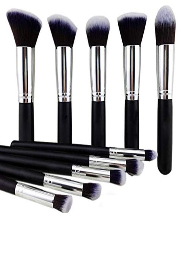 NAKEDPLUS S Fiber Bristle Makeup Brushes Set - Black, 10 Piece Makeup Brush, 1 Pcs Makeup Sponge And 1 Pcs Makeup Brush Egg - Image 1