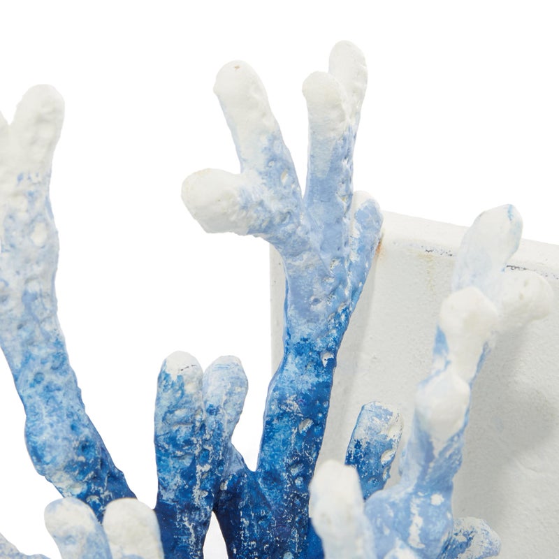 Deco 79 Metal Coral Decorative Bookends Ombre Non Skid Bookends, Set of 2 Office Bookends4"W, 7"H, Blue - Image 2