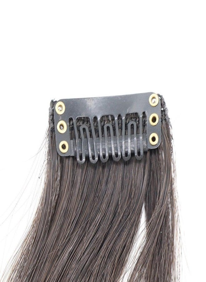 Kopida Side Air Bangs, 1 PC Clip in Hair Bangs Wave Side Bangs Hair Extensions Middle Part French Bangs Forehead Bangs Thin Sides Swept Fringe Hairpieces Long Temples 9.84in (Dark Brown) - Image 4
