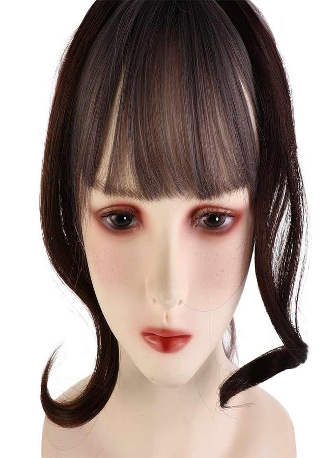 Kopida Side Air Bangs, 1 PC Clip in Hair Bangs Wave Side Bangs Hair Extensions Middle Part French Bangs Forehead Bangs Thin Sides Swept Fringe Hairpieces Long Temples 9.84in (Dark Brown) - Image 2