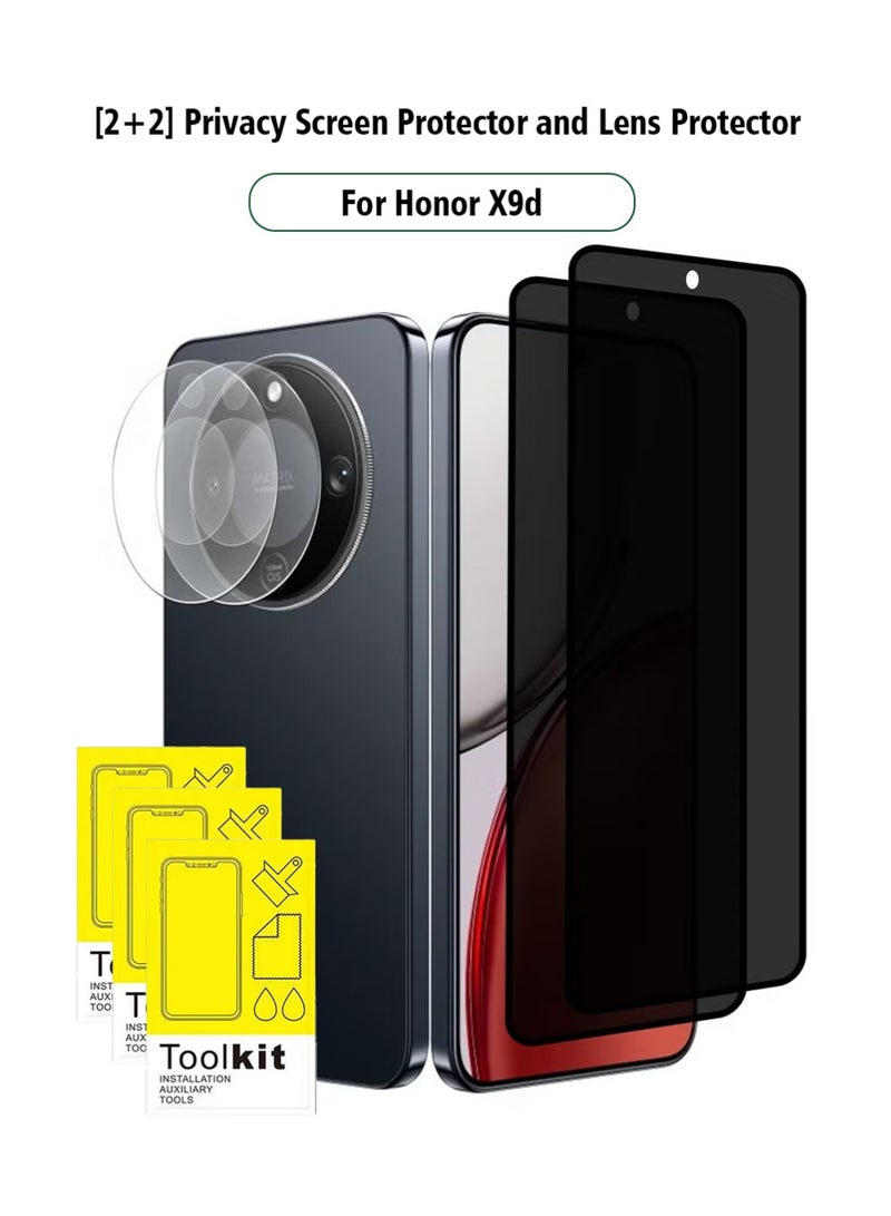SNBFA 4-Pack Honor X9d 5G HD Full Privacy Anti-Peeping Screen Protector, Anti-Peeping Tempered Glass Screen Protector with Camera Lens Protector Compatible with Honor X9d 5G - Image 1