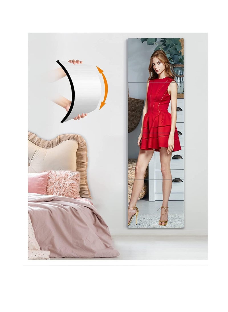 Generic - Full length wall mirror, long mirror for living room and bedroom, acrylic decorative tiles, extra thick 1.3 cm, 30*30 cm*4 pack, door full length mirror, home gym wall mounted fitness mirror - Image 1