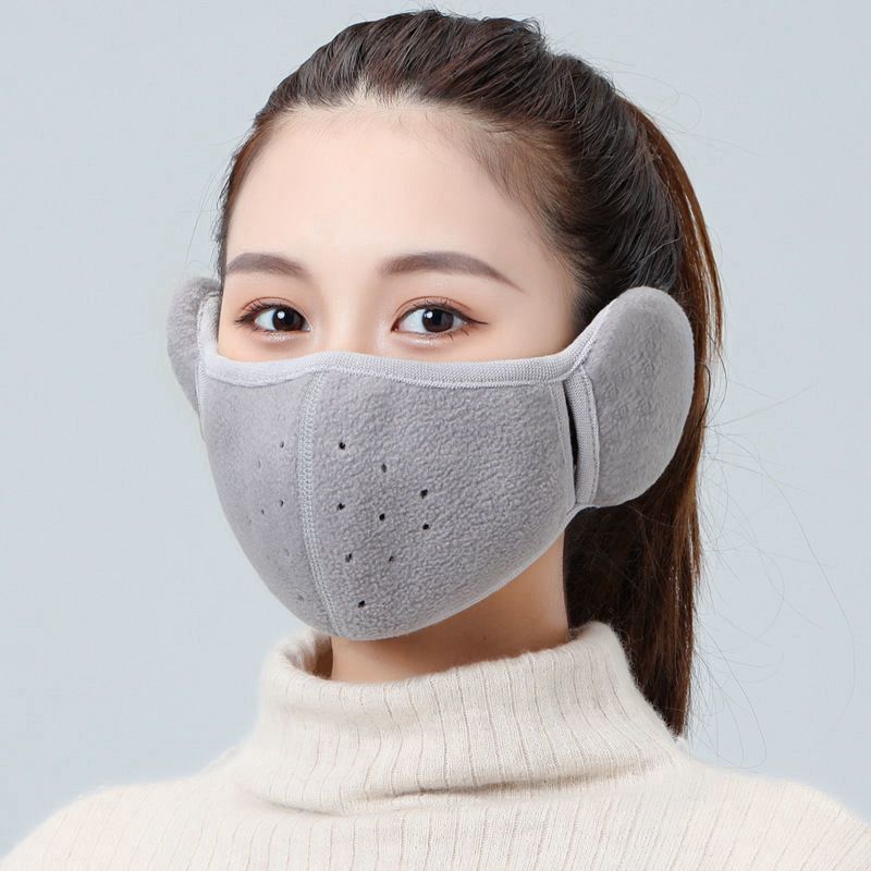 Winter Breathable Warm Mask Ear Muffs Combo Light gray 