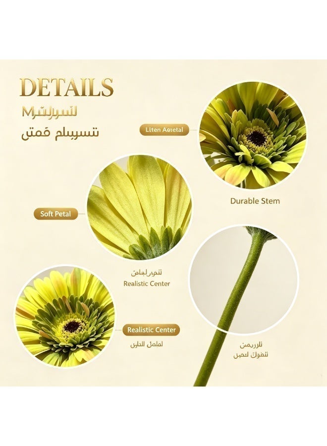 اسم المحتوى ناريلا باقة أزهار الجربيرا الصناعية، أزهار عباد الشمس الاصطناعية للمنزل، غرفة المعيشة، طاولة الطعام، زينة حفلات الزفاف، 10 قطع - Image 4