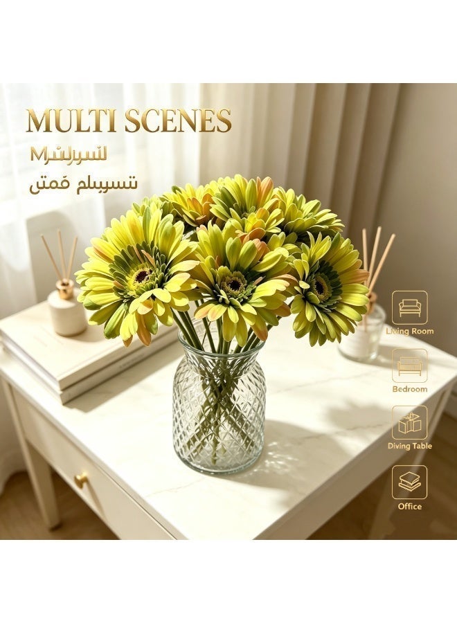 اسم المحتوى ناريلا باقة أزهار الجربيرا الصناعية، أزهار عباد الشمس الاصطناعية للمنزل، غرفة المعيشة، طاولة الطعام، زينة حفلات الزفاف، 10 قطع - Image 1