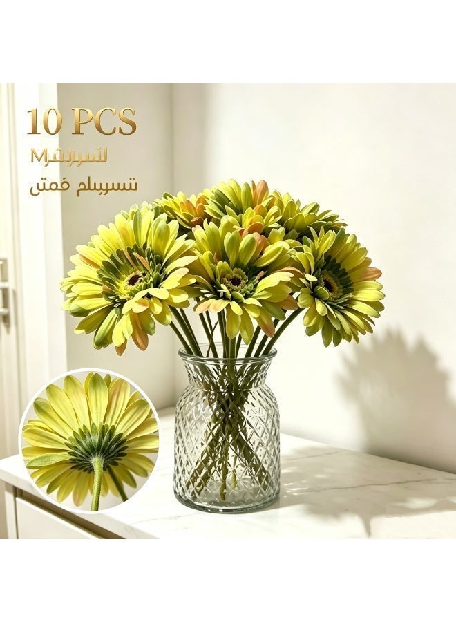 اسم المحتوى ناريلا باقة أزهار الجربيرا الصناعية، أزهار عباد الشمس الاصطناعية للمنزل، غرفة المعيشة، طاولة الطعام، زينة حفلات الزفاف، 10 قطع - Image 2