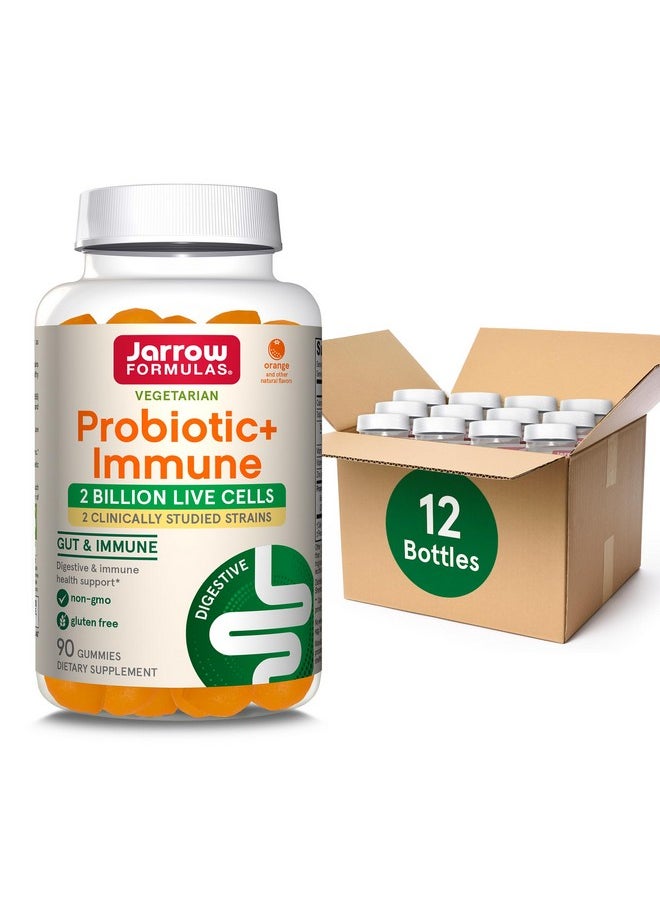 jarrow formulas Jarrow Formulas Probiotic+ Immune Gummies, 2 Billion CFU Supplement for Digestive Health and Immune Support, 90 Orange Flavor Probiotic Gummies, 45 Day Supply,12 Packs  - Image 1