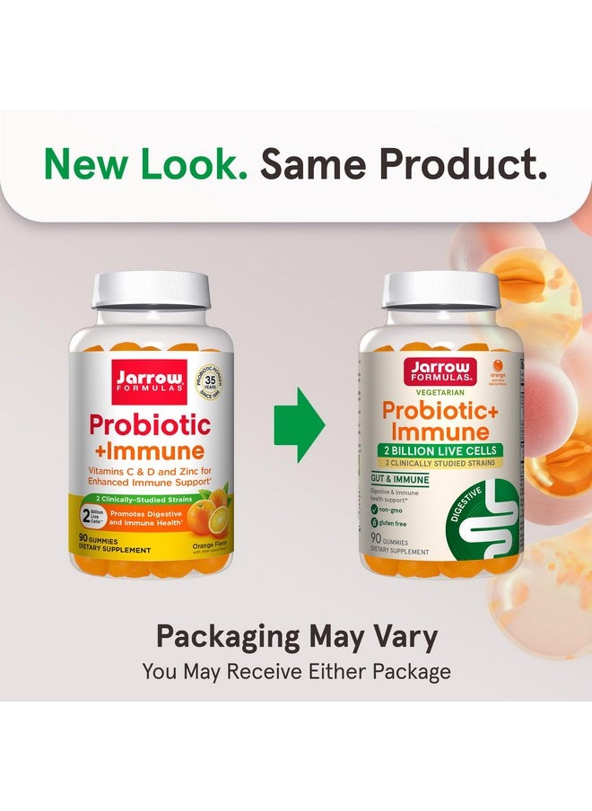 jarrow formulas Jarrow Formulas Probiotic+ Immune Gummies, 2 Billion CFU Supplement for Digestive Health and Immune Support, 90 Orange Flavor Probiotic Gummies, 45 Day Supply,12 Packs  - Image 2