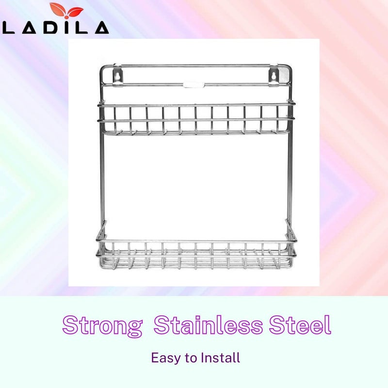 Ladila Hub Multipurpose Stainless Steel Kitchen and Bathroom Detergent Rack Holder Shelf Bathroom Accessories 6 x 12 x 12 Inches Silver - Image 5