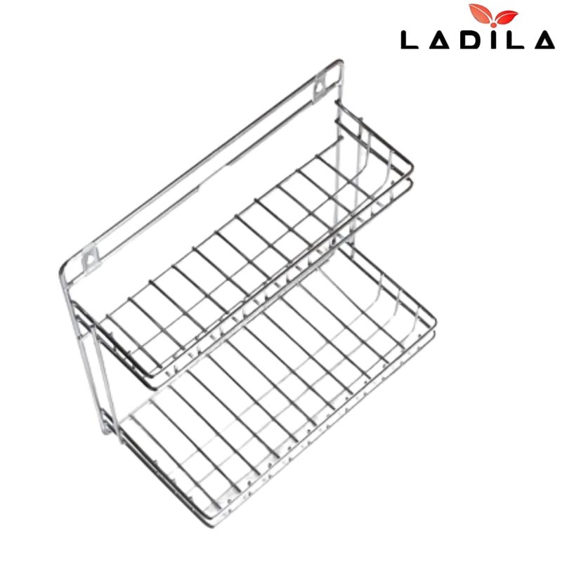 Ladila Hub Multipurpose Stainless Steel Kitchen and Bathroom Detergent Rack Holder Shelf Bathroom Accessories 6 x 12 x 12 Inches Silver - Image 3