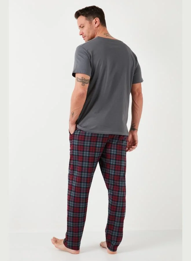 Buratti Buratti Plaid Cotton Elastic Waist Regular Fit Short Sleeve Pajama Set Men's PAJAMAS SET 6572004