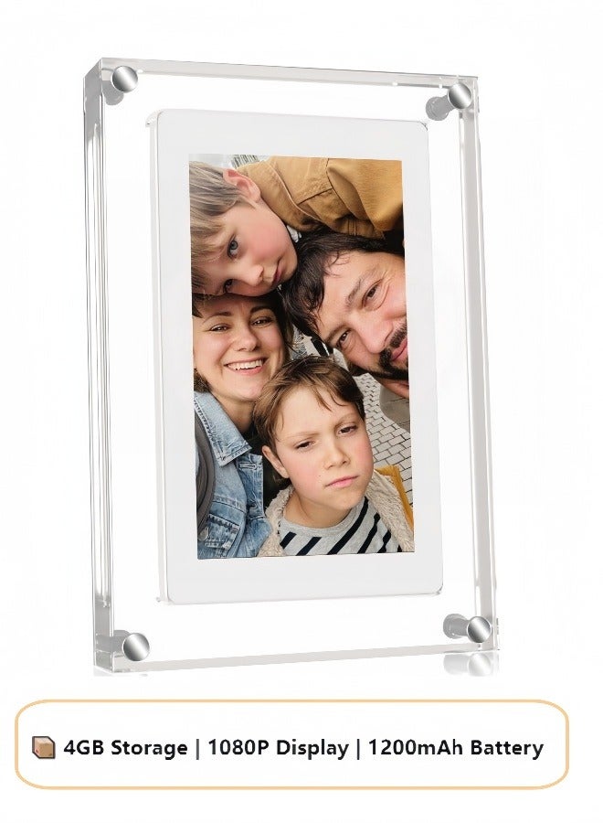 Kibee 5 Inch Digital Picture Frame, Acrylic Video Frame, 4GB Memory, 1200mAh Built-in Battery, Perfect for Home Decor and Heartfelt Gifts - Image 1