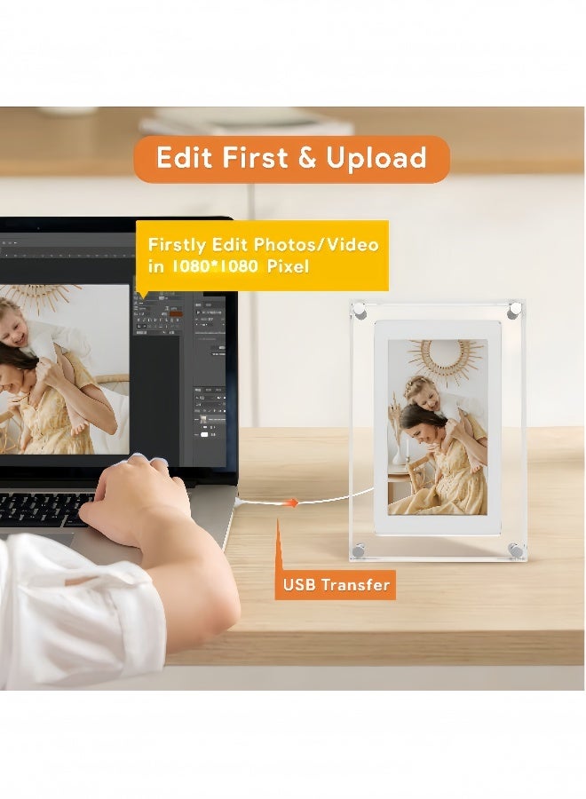 Kibee 5 Inch Digital Picture Frame, Acrylic Video Frame, 4GB Memory, 1200mAh Built-in Battery, Perfect for Home Decor and Heartfelt Gifts - Image 5