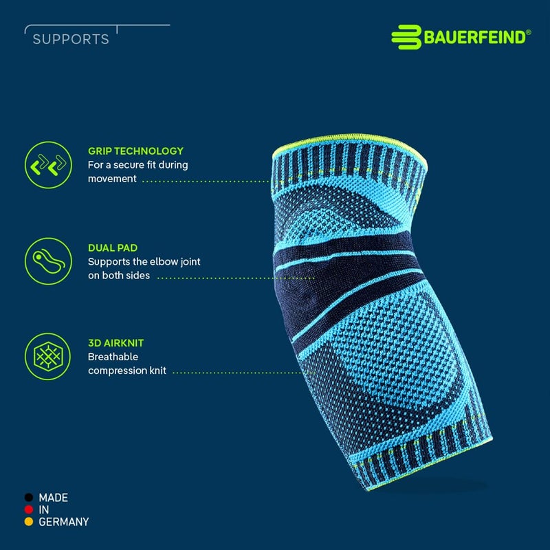 باورفيند Bauerfeind Sports Elbow Support - Breatable Compression Combow Brace - منصات محددة لحماية الكوع الداخلي والخارجي ضد ضغط المفاصل ؛ نسيج قابل للغسل ودائم (متوسط وردي) - Image 2