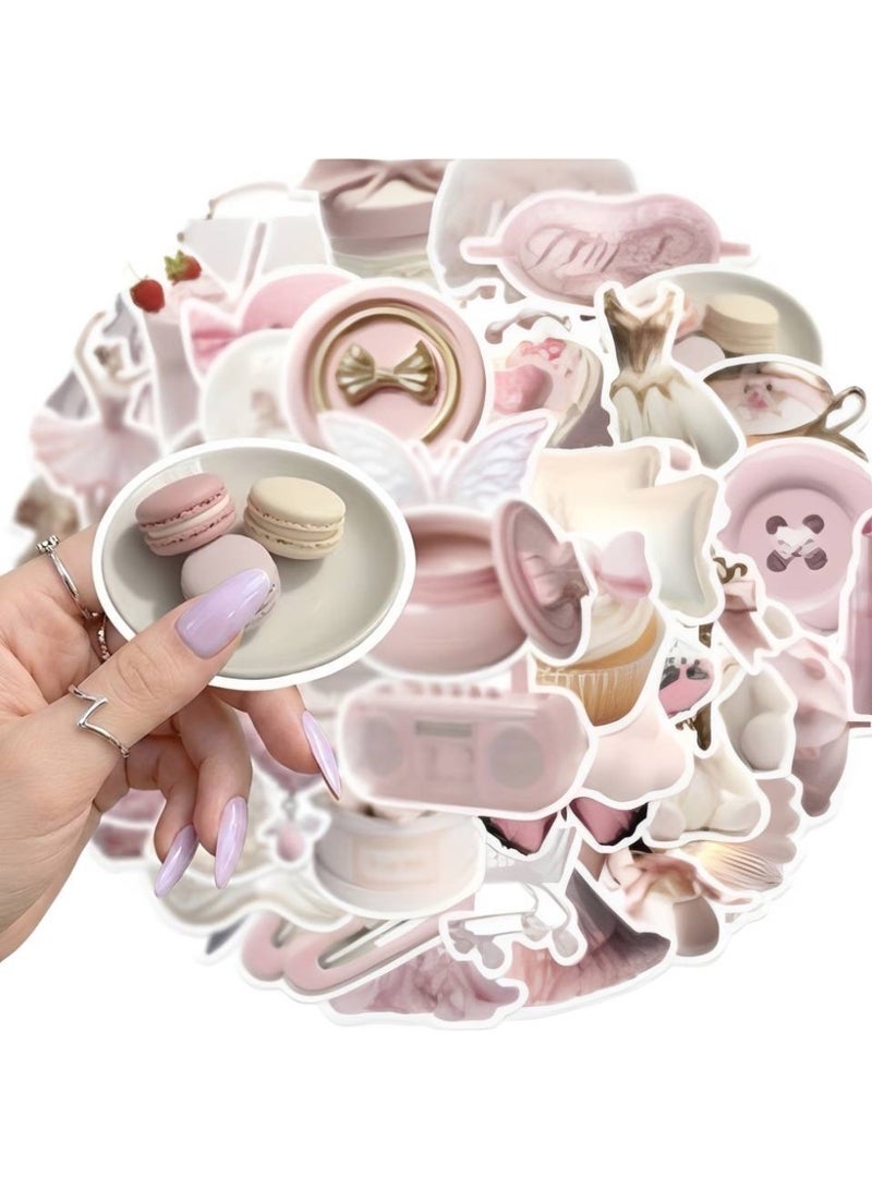 Aura Style 50-Piece Coquette Pink Aesthetic Sticker Pack for Girls Cute Balletcore Decals for Laptops Planners and Water Bottles - Image 4