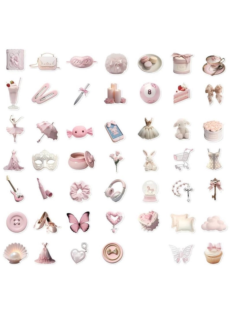 Aura Style 50-Piece Coquette Pink Aesthetic Sticker Pack for Girls Cute Balletcore Decals for Laptops Planners and Water Bottles - Image 3