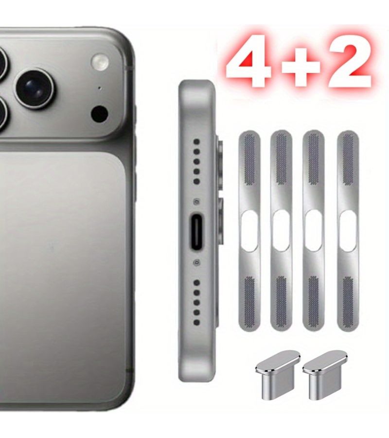 Metal Blue Dust Plug Set 6 Pack Compatible With iPhone 17 Pro - Image 1