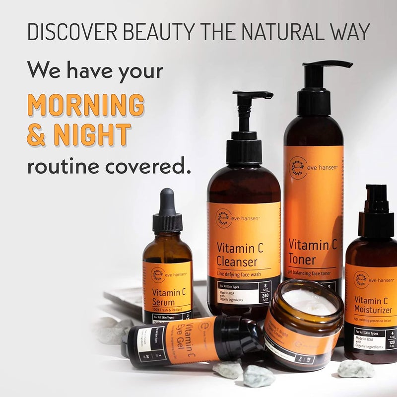Eve Hansen مرطب وجه فيتامين سي الطبيعي من إيف هانسن | 4 أونصات مرطب مضاد للشيخوخة مع فيتامين ب، شاي أخضر، زيت جوجوبا | كريم وجه مضاد للتجاعيد للبقع الداكنة، تحسين المرونة، الخطوط الدقيقة، بشرة أكثر تماسكا - Image 5